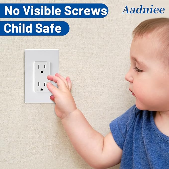 1-Gang Screwless Decorator Wall Plates, Decorative Outlet Covers, Standard Size 2.92" x 4.68" Switch Plate for Decor Dimmer, GFCI, USB Receptacle (10 Pack, Gloss White)