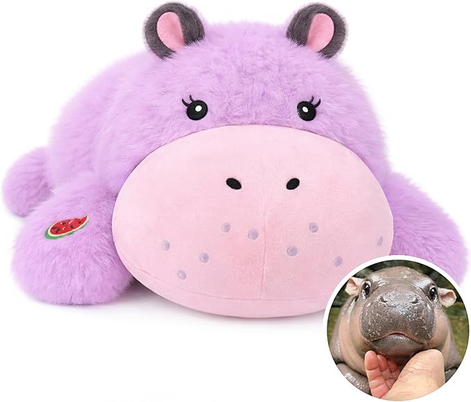 Onsoyours Original Weighted Hippo Stuffed Animals - 13.8"|1.8lbs Comfort Hippopotamus Plush, Soft Cute Hugging Plushies Toys Gifts for Kids & Adults