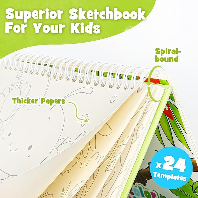 JCREN Paint with Water Books for Kids, Watercolor Coloring Book Mess Free Watercolor Painting Set, Arts and Crafts Water Color Paint Kit Birthday Gifts for Kids Toddlers 3-5 Boys Girls(Animal)