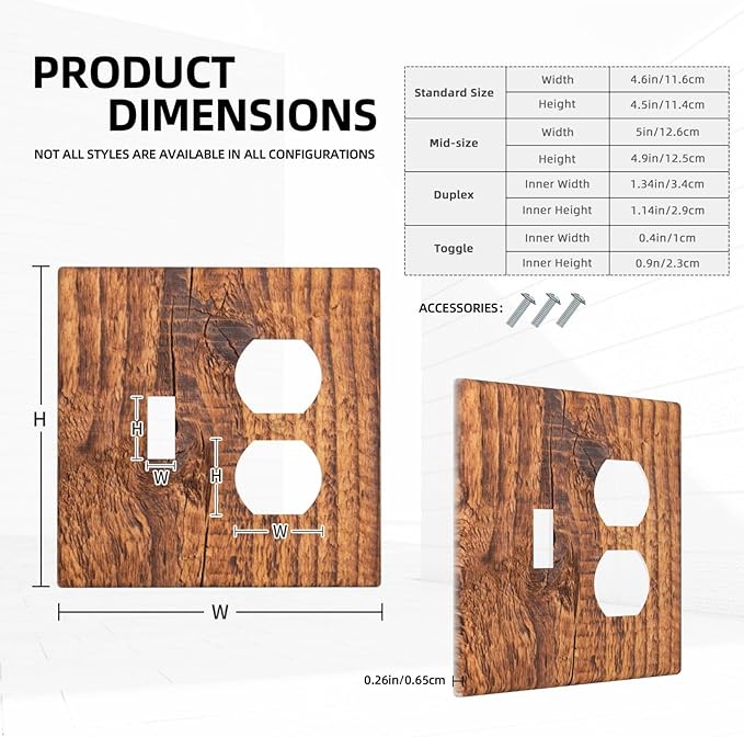 Brown Wood Grain Rustic Natural Burl Print Wallplates 1 Toggle 1 Duplex Switch Plate Electrical GFCI Faceplate Decorative Light Switch Covers for Farmhouse Home Decor