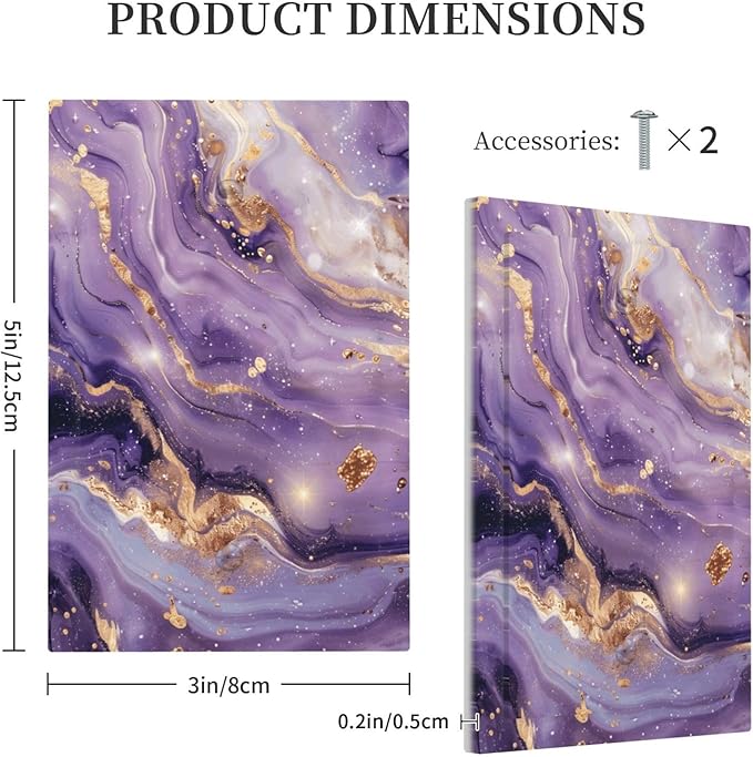 Abstract Purple Gold Marble Texure Luxurious Light Switch Cover Plate 1 Gang No Device Blank Electrical Wall Plates Faceplate Decorative Switch Plate Covers for Bathroom Living Room Decor