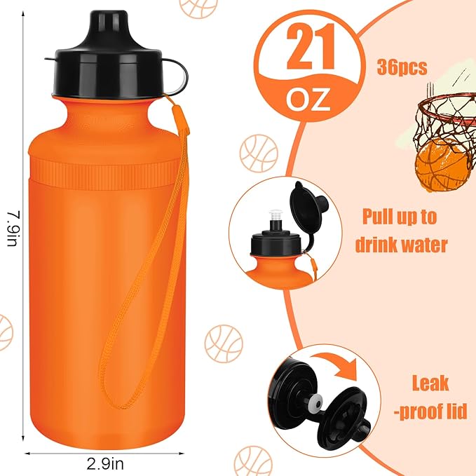Zubebe 36 Pcs Sports Water Bottles Bulk Squeeze Reusable Bpa-free Plastic Water Bottles End of the Year Gifts Summer Gifts for Students School Travel Hiking Cycling Event Team Gift