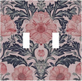 Pink Floral Vintage Botanical Boho Flower Decorative Switch Plates 2 Gang Double Toggle Outlet Light Switch Cover Wall Plate Electrical Faceplate for Farmhouse Home Decor