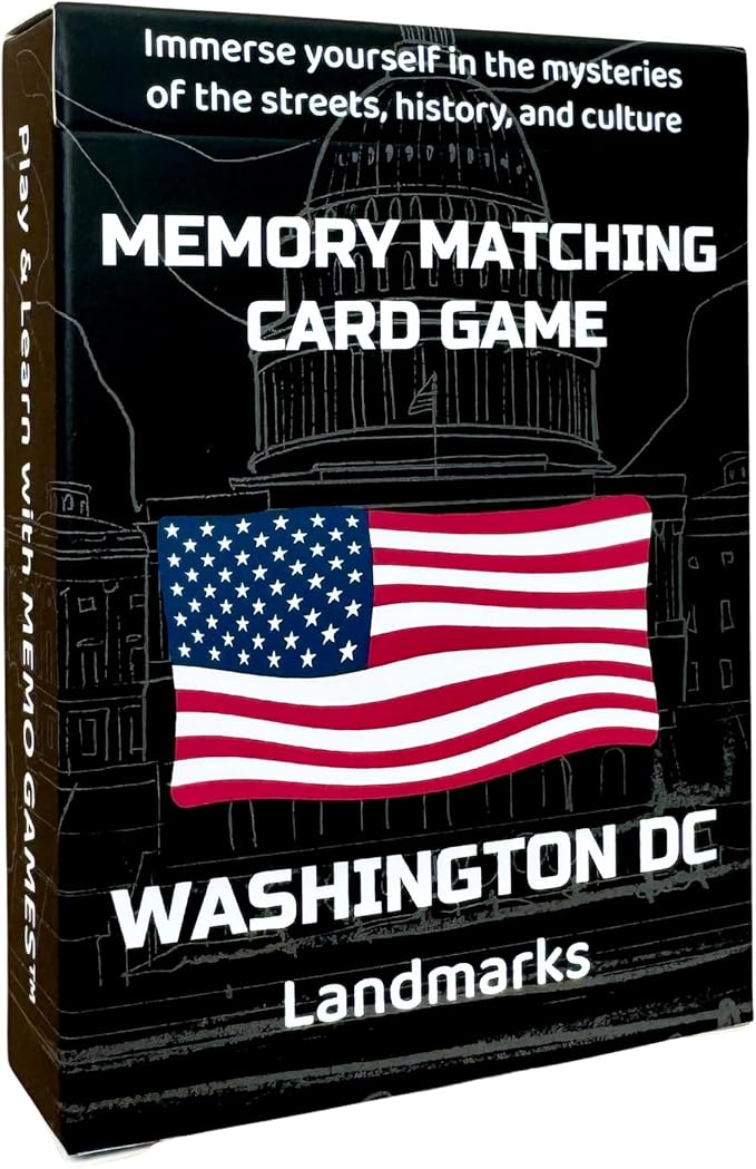 Washington, D.C. Landmarks Memory Matching Card Game – 50 Cards, Educational & Fun Family Game for Teens, Adults & Seniors – Travel Pack