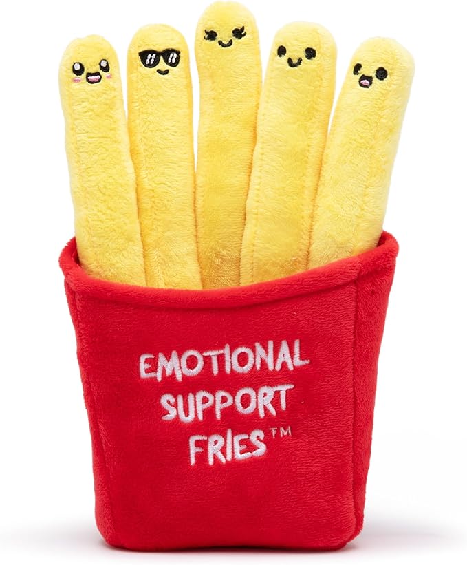WHAT DO YOU MEME? Emotional Support Fries by Relatable, Cuddly Stuffed Animals and Plushies Set, Small Gifts for Mom, Includes 5 Plushi Toys with Carrying Basket, for Mom