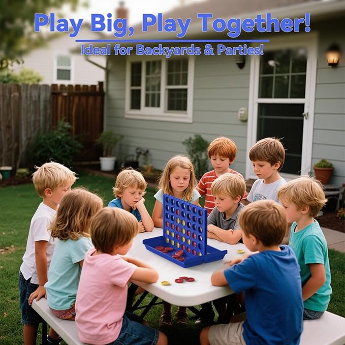 Pup Go Big Size 4 in a Row Game for Kids Ages 3 for Boys Girls Teens, Family Tabletop Games Indoor & Outdoor for Yard, Lawn, Camping, Party, Foldable Design with 6 Spare Discs