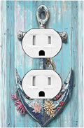 Outlet Covers Anchor Coastal Beach Nautical Coral 1 Gang Duplex Light Switch Cover Decorative Switch Plates Electrical Receptacle Faceplate Wall Plate For Farmhouse Cabin Decor