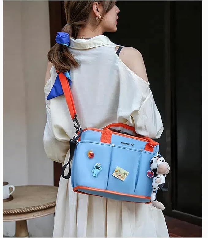 Universal Stroller Organizer with Double Bottle Holder, Fits For All Baby Strollers,6 Colors, Big Capacity (Pure Blue)