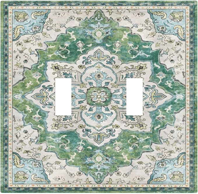 Sage Green Boho Vintage Floral Decorative Switch Plates 2 Gang Double Toggle Outlet Light Switch Cover Wall Plate Electrical Faceplate for Bedroom Living Room Decor