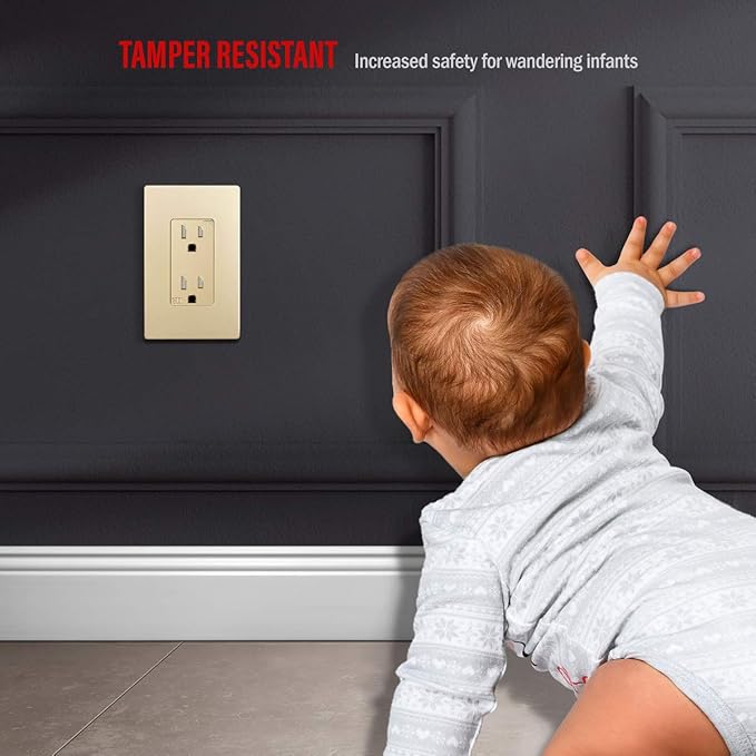 ENERLITES Elite Series Screwless Decorator Wall Plate Child Safe Outlet Cover, Gloss Finish, Size 1-Gang 4.68" H x 2.93" L, Unbreakable Polycarbonate Thermoplastic, SI8831-GD, Gold