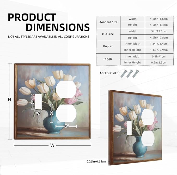 Decorative Art Light Switch Covers Birds on Branches 2 Gang Single Toggle Duplex Combination Electrical Faceplate Switchplate Wall Plate for Home Decor