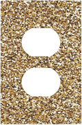 Outlet Covers Gold Glitter Sequins 1 Gang Duplex Light Switch Cover Plate Decorative Switch Plate Covers Electrical Socket Cover for Bedroom Cabin Decor