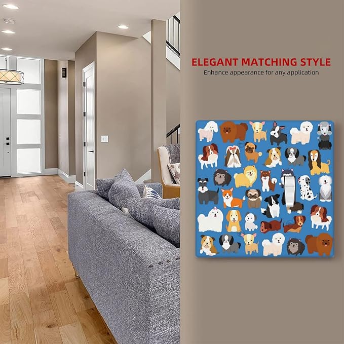 Cute Animal Dogs Puppy Decorative Outlet Cover Blank And Toggle Light Switch Plate Cover Electricity Receptacles Plates For Home Kitchen Living Bedroom 4.6 * 4.5