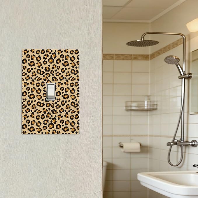 Classic Leopard Print 1-Gang Toggle Light Switch Plate, Retro 90s Wild Safari Bold Leopard Spots Decorative Wall Plate for Bedroom or Vanity