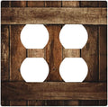 Brown Wooden Barn Door Old Wood Print Outlet Covers 2 Gang Double Duplex Decorative Light Switch Covers Electrical Wallplates Socket Faceplate for Farmhouse Home Decor
