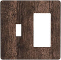 Light Switch Cover Plate Rustic Brown Wood Plank Retro Wooden Board 2 Gang Toggle Rocker Combo Wall Plates Decorative Switch Plates and Outlet Covers Socket Cover for Farmhouse Home Decor