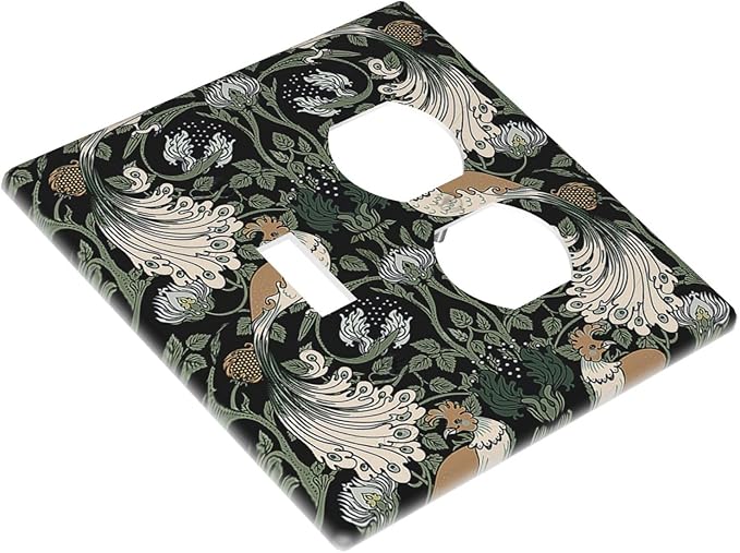 Wallplates William Morris Vintage Floral Plants And Birds 1 Toggle 1 Duplex Switch Plate Electrical GFCI Faceplate Decorative Light Switch Covers for Bedroom Home Decor
