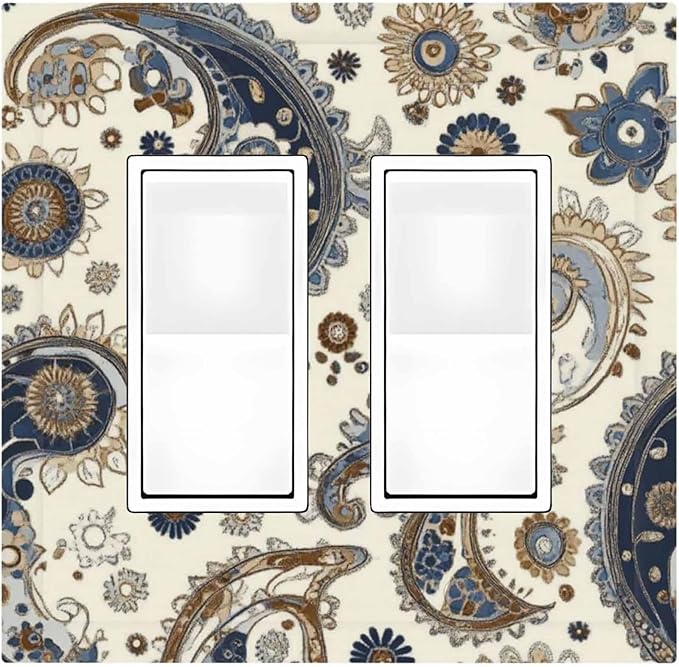 Decorative Outlet Covers Doodle Style Floral Abstract Teardrop 2 Gang Double Gfci Rocker Electrical Wall Panels Light Switch Cover Plate For Bed Room Living Room Decor