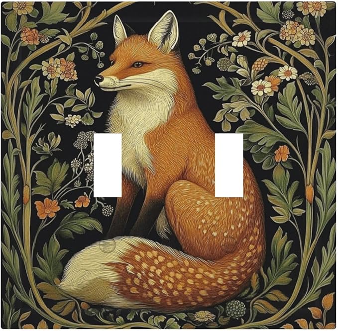 Fox Morris Plants Flowers Vine Colorful Floral Decorative Switch Plates 2 Gang Double Toggle Outlet Light Switch Cover Wall Plate Electrical Faceplate For Bed Room Living Room Decor