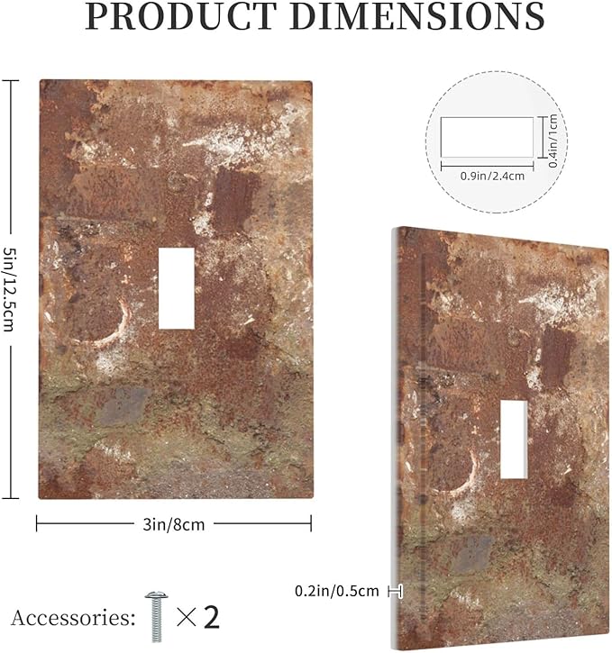 Decorative Light Switch Cover Shabby Old Aged Rusty Antique Brass Metal 1 Gang Single Toggle Device Electrical Faceplate Switchplates Decorator Outlet Wall Plate For Farmhouse Cabin Decor