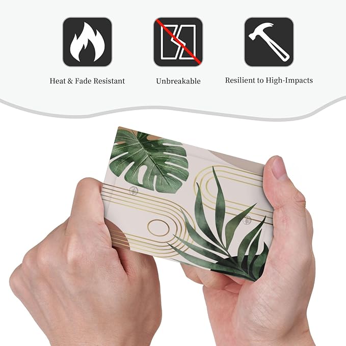 1-Gang No Device Decorative Blank Receptacle Wall Plate 70s Mid Century Bohemian Abstract Minimalist Boho Art Leaf Plant Light Switch Jumbo Size Electrical Face Plate Cover for Unused Outlets/Switches