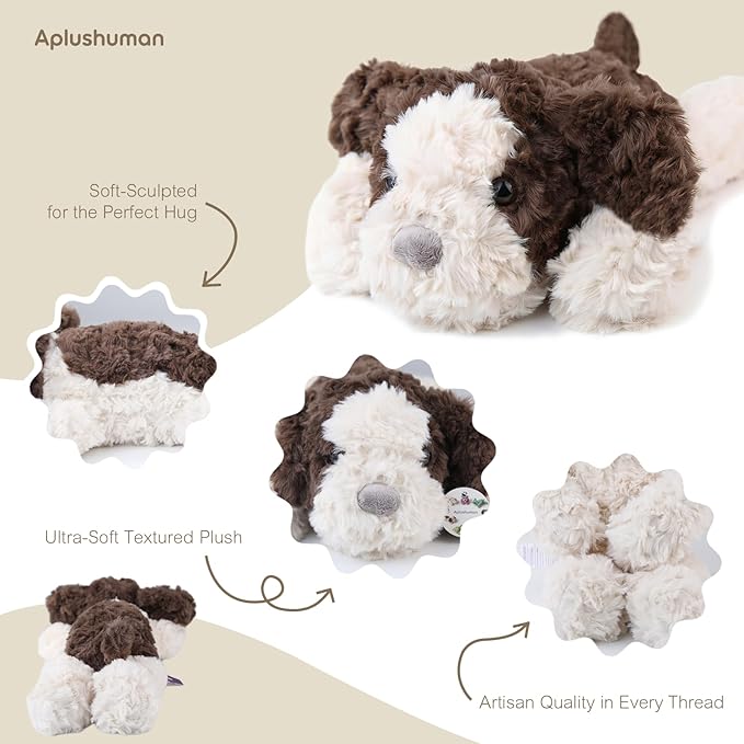 Aplushuman® Microwavable Heating Pad Golden Retriever Plush - Weighted Stuffed Animal Toy with Tourmaline Beads & Lavender - 1.8 lb for Long Lasting Cozy Warmth - Includes Gift Box & Greeting Card