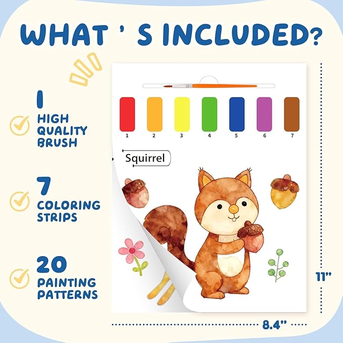 YPLUS Paint with Water Books for Toddlers, Art Craft Toys Watercolor Painting Pape, Gift for Kids Ages 1-3, 2-4, 4-6, Drawing with Brush - Animals