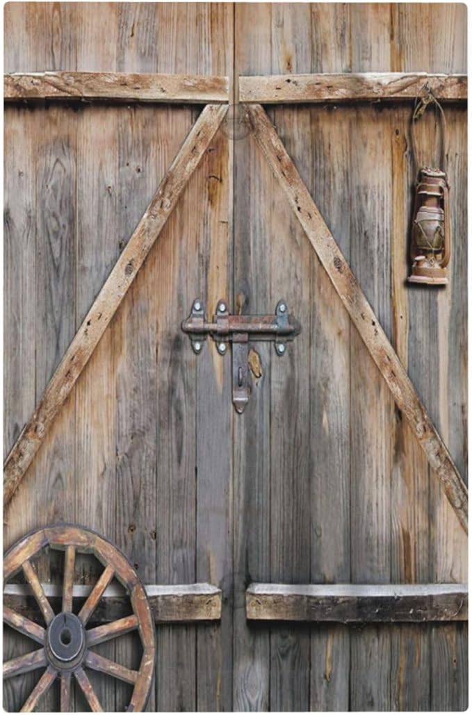 Rustic Kitchen Barn Door Wooden Wood Vintage Farm Wooden Country Plank Cabin Board 1-Gang No Device Blank Wallplate Jumbo Size Unused Outlet and Light Switch Cover Decorative Plug Face Plate Cover