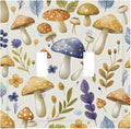 Boho Watercolor Mushroom Flowers Leaf Colorful Floral Decorative Switch Plates 2 Gang Double Toggle Outlet Light Switch Cover Wall Plate Electrical Faceplate for Kids Room Nursery Decor