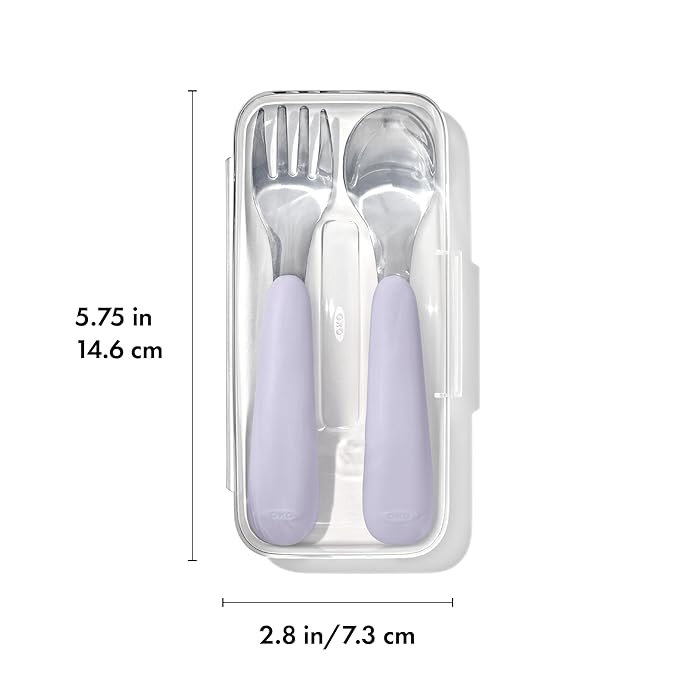 OXO Tot On-The-Go Fork and Spoon Set - Lilac
