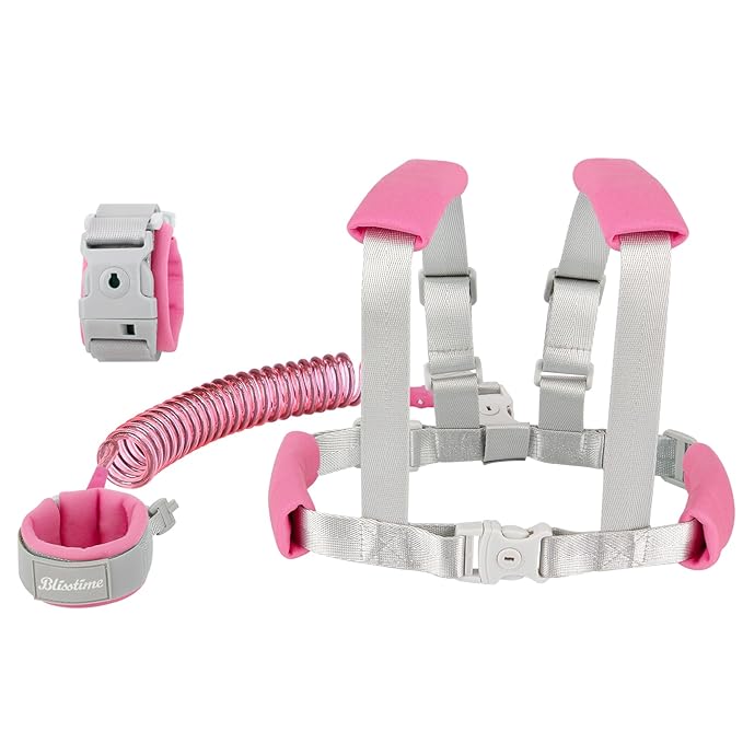 Blisstime 2 in 1 Toddler Leash - Anti Lost Wrist Link for Toddlers - Toddler Harness, Baby Leash, Leash for Toddlers, Wrist Leashes, Child Leashes for Toddlers, Not Easy to Open Without Key