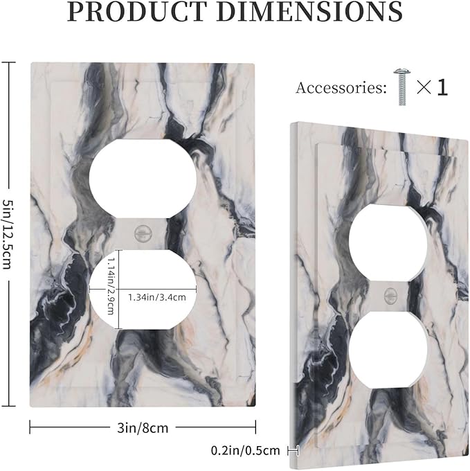Abstract Marble Textured Modern Luxury Print Outlet Covers 1 Gang Duplex Light Switch Cover Decorative Switch Plates Electrical Receptacle Faceplate Wall Plate for Bathroom Kitchen Decor