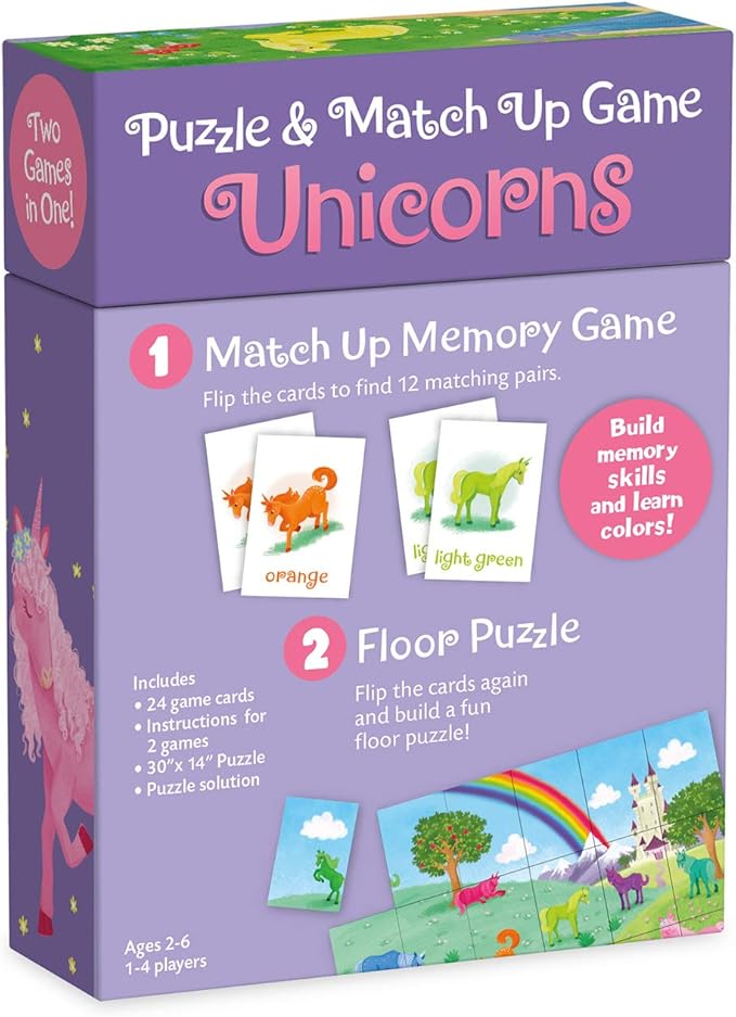 Peaceable Kingdom Unicorn Puzzle and Match Up Game