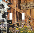 Decorative Switch Plate Covers Farm Cow Farmhouse Barn Door Rustic Vintage Wooden 2 Gang Double Rocker Decora Light Switch Cover Country Wildlife Funny Dual Outlet Wall Plate Electrical Faceplate GFCI