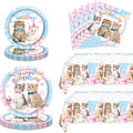 Ryzovo Cat Birthday Party Supplies,62pcs Cat Party Decorations&Tableware Set-Kitten Birthday Party Decorations Dinner Plates Dessert Plates Napkins Tablecloth etc Cat Themed Birthday Party Supplies