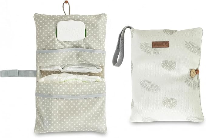 HAMUR Baby Diaper Bag Organizer – Travel-Friendly, Compact & Foldable | Stroller Pouch for Newborn Essentials – Must-Have for Boys & Girls (Leaves)