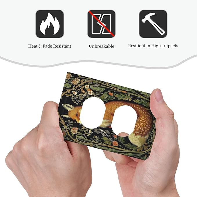 Fox Morris Plants Flowers Vine Colorful Floral Outlet Covers 1 Gang Duplex Light Switch Cover Decorative Switch Plates Electrical Receptacle Faceplate Wall Plate For Bed Room Living Room Decor