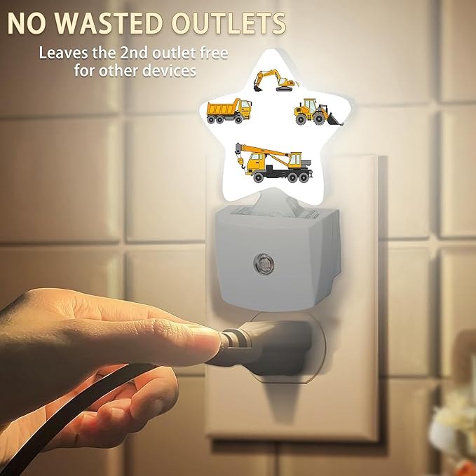 Cartoon Truck Machines Night Lights Plug in Wall Lamp Smart Dusk to Dawn Sensor for Home Decorative,Kids Room Bedroom Bathroom Kitchen Hallway Gifts