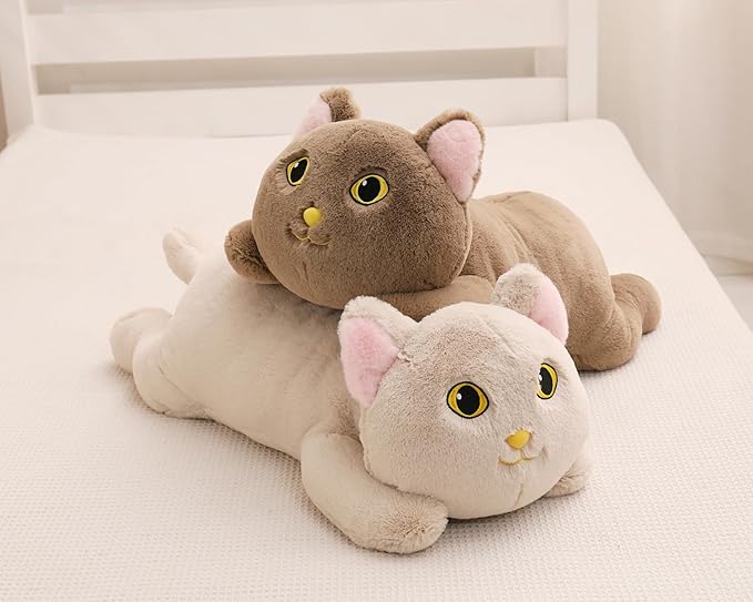 YESGIRL 26.4 inch 5 lbs Cat Weighted Stuffed Animals, Large Weighted Plush Animal, Cute Plush Toy Pillow, Soft Kawaii Plushie Gifts for Adults, Kids, Boys and Girls (Light Gray)