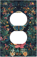 Outlet Covers Bohemian Moon Butterfly Floral 1 Gang Duplex Light Switch Cover Plate Decorative Switch Plate Covers Electrical Socket Cover for Bedroom Cabin Decor