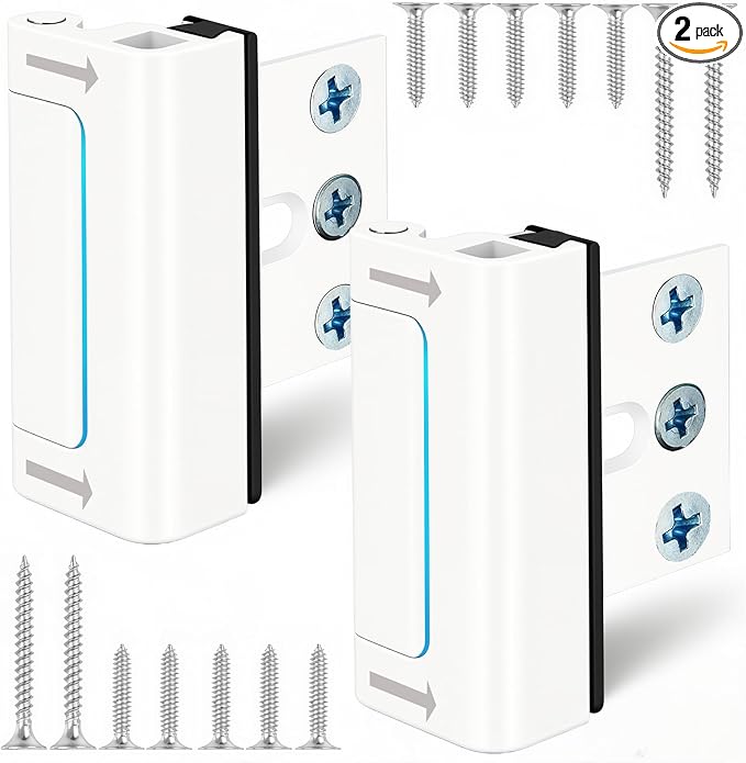 Home Security Door Reinforcement Lock, Upgraded Front Door Locks for Kids Safety Withstand 800 lbs, Child Proof Door Lock, Extra Door Lock from Inside Prevent Unauthorized Entry (2 Pack, White)