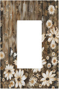 Light Switch Cover Plate Rustic Wood Butterflies Flowers Botanical 1 Gang Outlet Covers Single Rocker Decorative Switch plates Electrical Wall Plates GFCI Receptacle for Farmhouse Cabin Decor