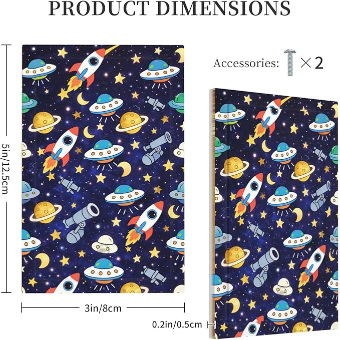 Decorative Light Switch Cover Plate Blue Space-themed Rocket Spaceship 1 Gang No Device Single Blank Outlet Covers Wall Plates for Electrical Outlets Faceplate for Children's Room Decor