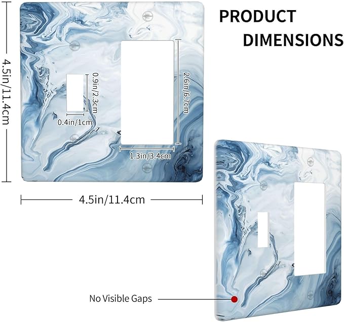 Blue Marble Abstract Ombre Chic Luxury Print Outlet Covers 1 Toggle 1 Rocker Combination Decorative Wall Plate Electrical Switch Plates Light Switch Cover Plate for Bathroom Living Room Decor