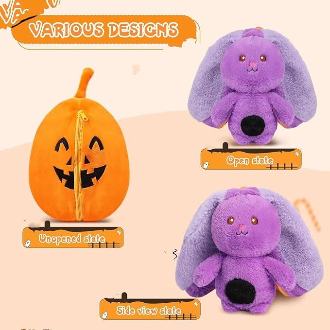 MIAODAM Bunny Stuffed Animal Plush,Reversible Pumpkin Bunny Plushies, Cute Rabbit Plush Toy Gift for Toddler Girls Boys (11inch)