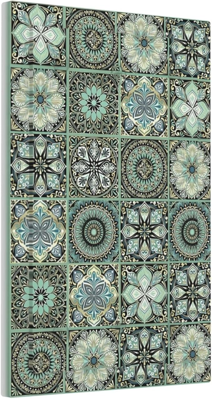 Moroccan Mandala Tile Floral Talavera Tiles Light Switch Cover Plate 1 Gang No Device Blank Electrical Wall Plates Faceplate Decorative Switch Plate Covers for Bathroom Kitchen Decor