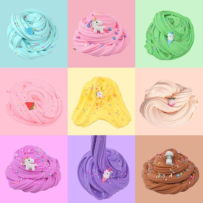 16 Pack Mini Butter Slime Kit, With Pink Watermelon & Lemon Slice Scents. Mermaid Slime Included - DIY Scented Slime Party Favor and Stress Relief Toy for Boys & Girls