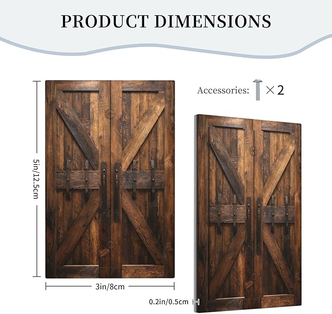 Decorative Light Switch Cover Plate Retro Brown Wood Barndoor 1 Gang No Device Single Blank Outlet Covers Wall Plates for Electrical Outlets Faceplate for Farmhouse Home Decor