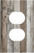 Natural Grey Wood Vintage Faux Wood Grain Outlet Covers 1 Gang Duplex Light Switch Cover Decorative Switch Plates Electrical Receptacle Faceplate Wall Plate for Farmhouse Home Decor