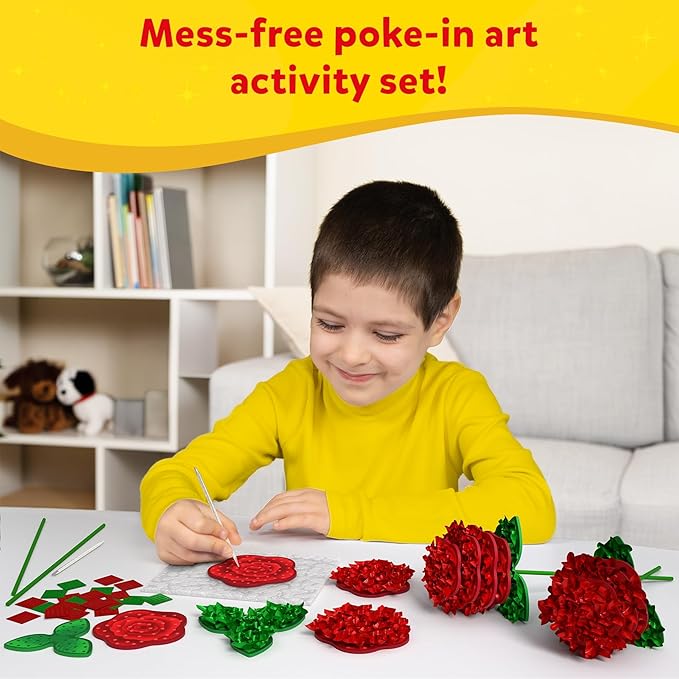 Skillmatics Poke-in Art - Rose Bouquet, DIY Wood Craft Kit, Mother’s Day Gift, Mess-Free Creative Play for Girls and Boys Ages 4, 5, 6, 7, 8, 9, 10, 11, 12, Fine Motor Skills